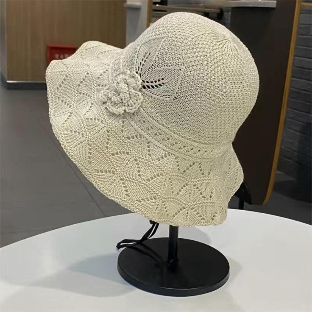 Big Brim Knitted Bucket Hat French Style Sun Protection Cap Sunscreen Straw Sun Hat  Outdoor
