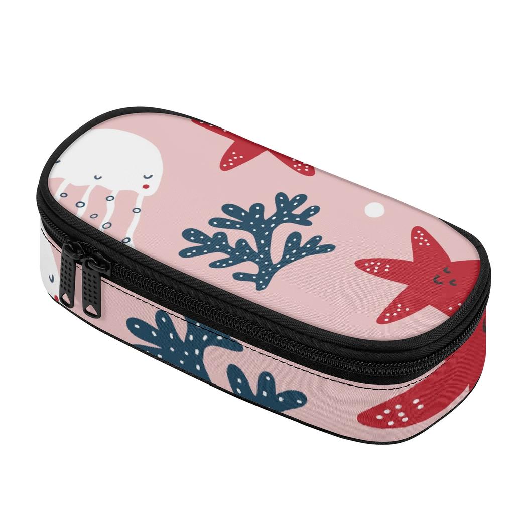 Pen Case 300D Polyester Spacious Storage Secure Zipper with Main Pocket Mesh Layer and Removable Pen Divider for School and Study