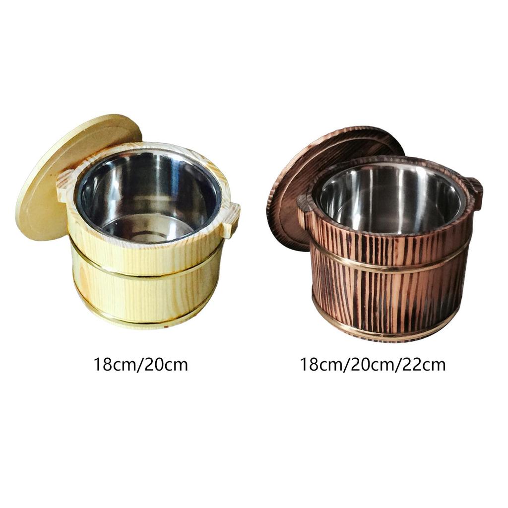 Wooden Rice Bucket Steamed Rice Barrel Reusable Round Durable Multipurpose