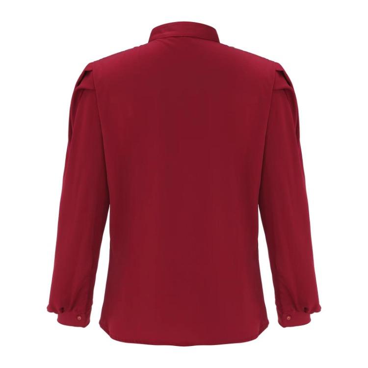 Elegant Women’s Loose Fit Long Sleeve Button Up Solid Color Lapel Shirt Spring 2024