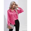 Camisa de mujer de primavera y otoño, blusa de manga corta de satén de Color sólido, camisa con hombros descubiertos