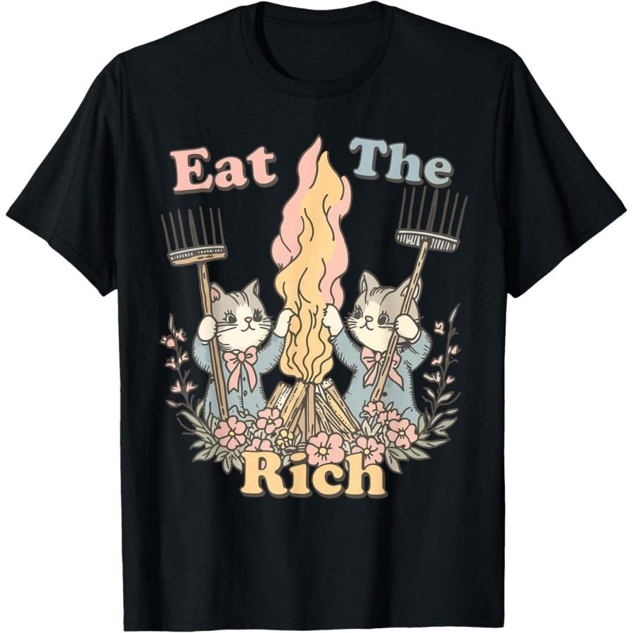 xHWJH Eat The Rich Cats Funny T-Shirt (Black, L) XXXXXL разноцветный