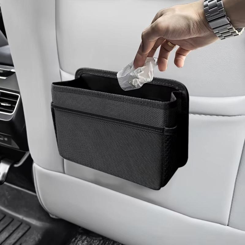 Portable Car Trash Bin Foldable Auto Garbage Container Hanging Storage Box for Front and Back Seat Storage In SUVs Truck