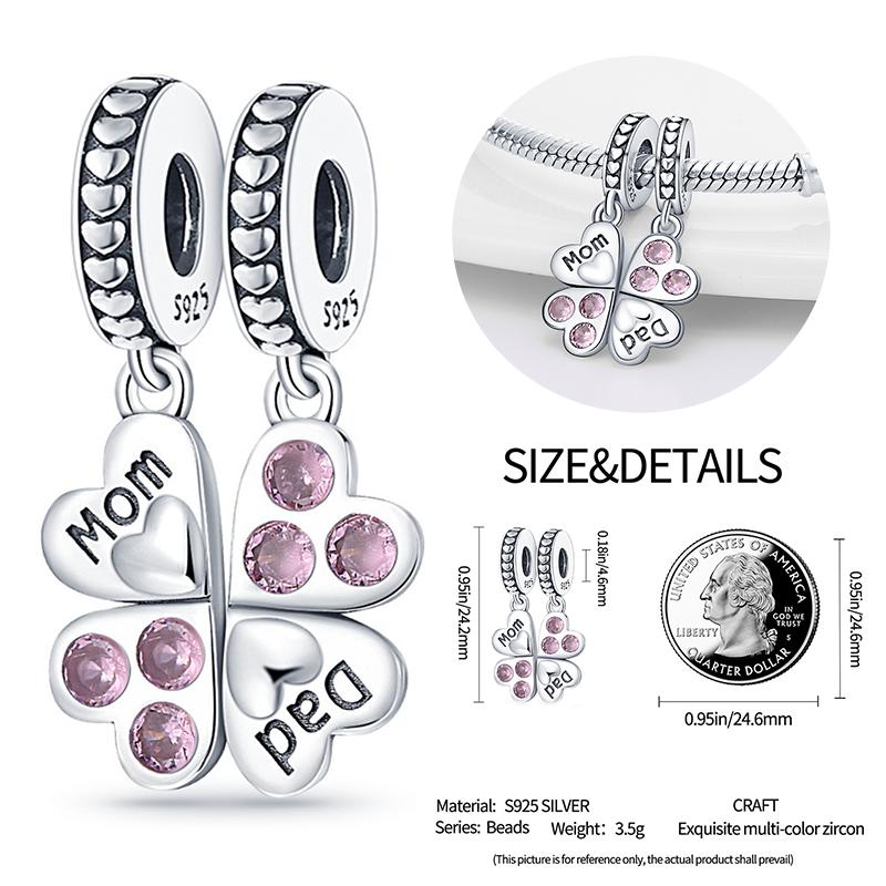 New Copper Bow Star Love Pink Series Charm Beads Suitable For 3Mm Original Bracelet Diy Fashion Jewelry Gift