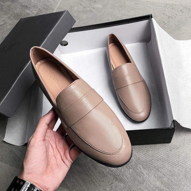 British Style Women's Black Leather Shoes All-Match Flats Size 41-43.