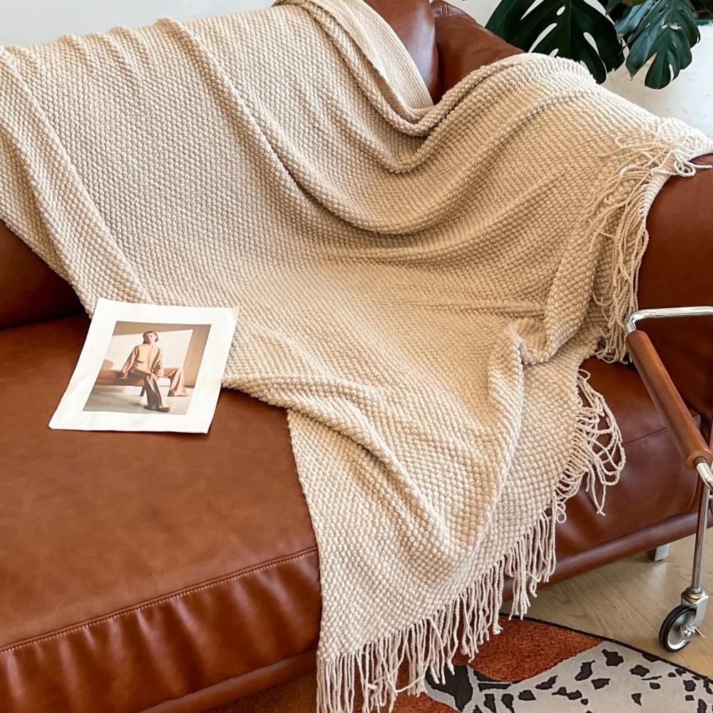 Color-Woven Cross-Ins Throw: Versatile Sofa & Bed Blanket, No Shedding
