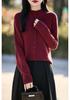 Women's Spring Fine Wool Cardigan - Half-High Collar, Solid Color, Loose, Slimming Sweater Coat