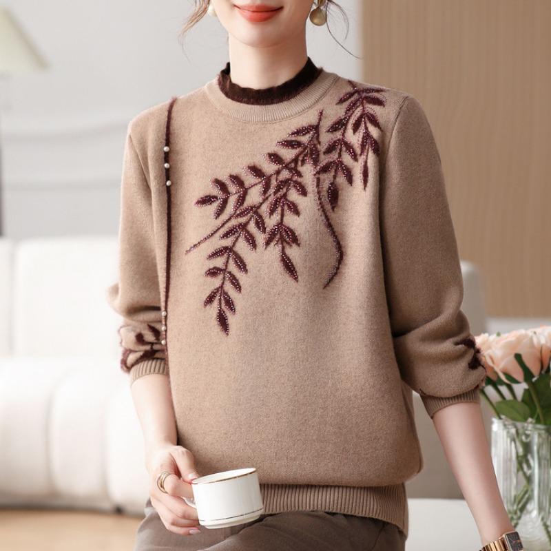 Mittlerer Mutter kleiner Rollkragen-Strickpullover aufgeschichtet und verdickt Jahres-Pullover für mittlere und ältere Frauen Thermounterhemd