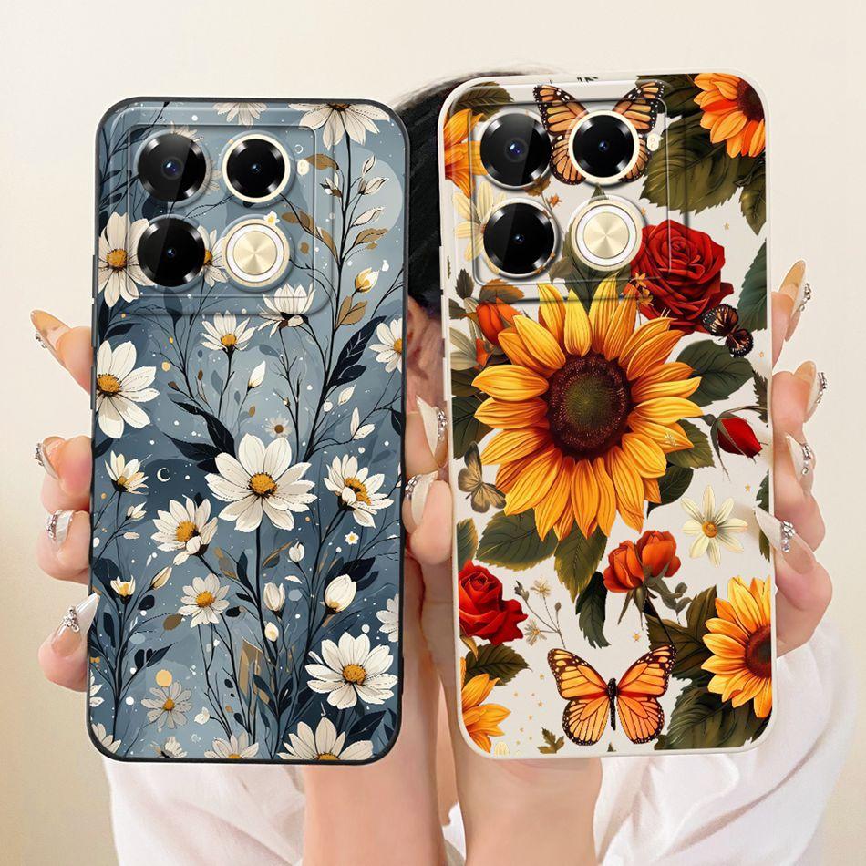 For Infinix Note 40 Pro 4G 5G / Note 40 Pro+ / Note40 X6853 Cute Cat Flower Cartoon Phone Case Soft Silicone Cover Bumpers