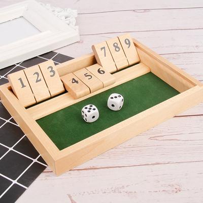 Yousheng Juego de Mesa Shut The Box con 4 Dados 2 Jugadores Niños Adultos Familia Educativo Matemáticas Número Juego de Estrategia Juguete de Madera Cerrar la Caja