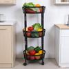 Carrito de Servicio Metálico Giratorio de 3 Niveles Multifuncional Plegable Redondo de Almacenamiento Carrito para Cocina