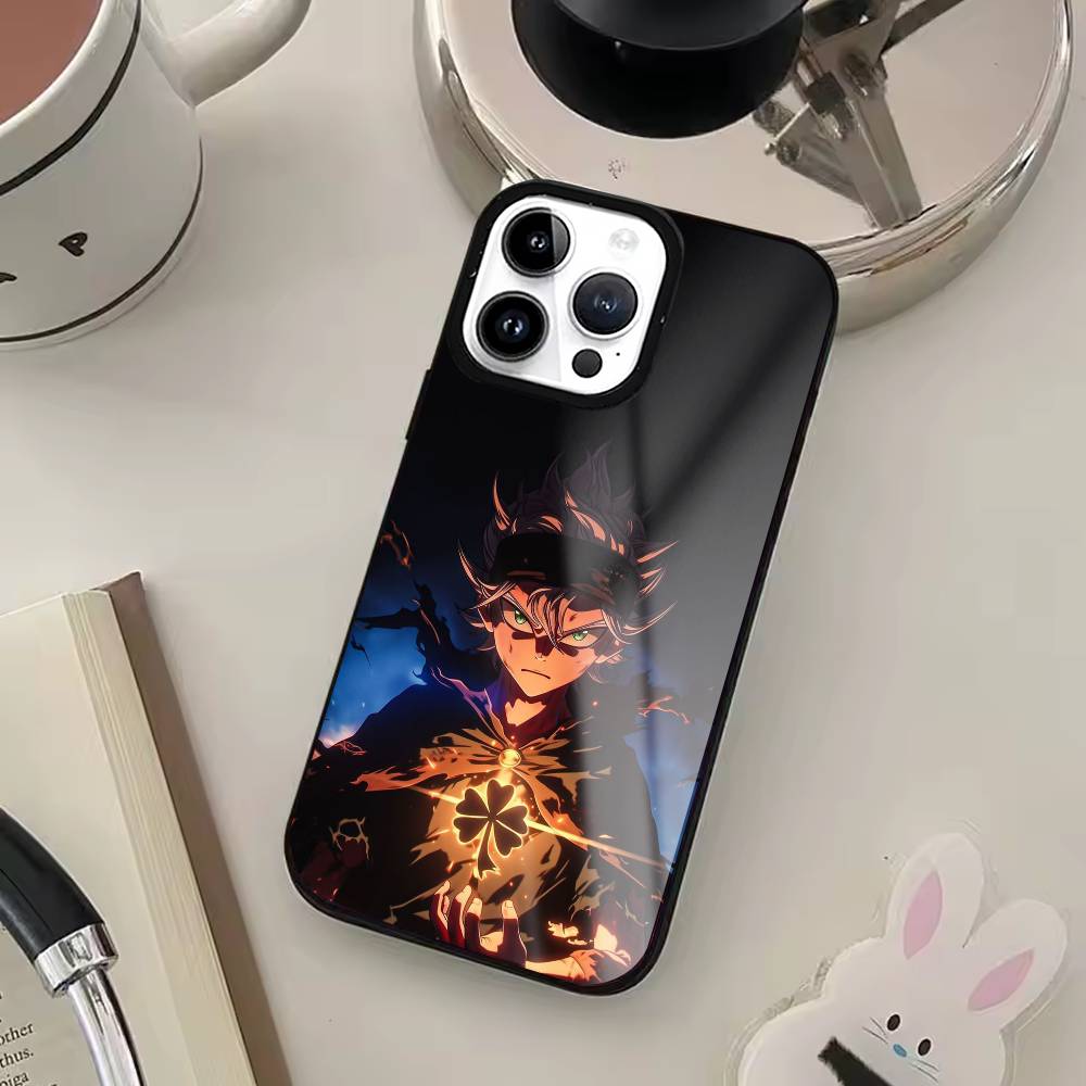 B-Black C-Clover Asta Phone Case For IPhone17 16 15 14 13 12 11 Plus Pro Max Plus Wireless Charger Cover Funda