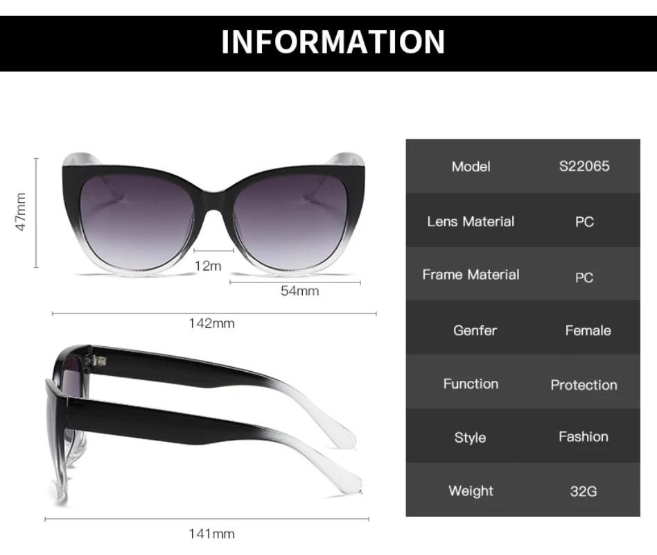 New Trendy Cat's Eye Large Frame Sunglasses Gradient Color Sunglasses for Women and Men Uv400 Ins Style Sunglasses