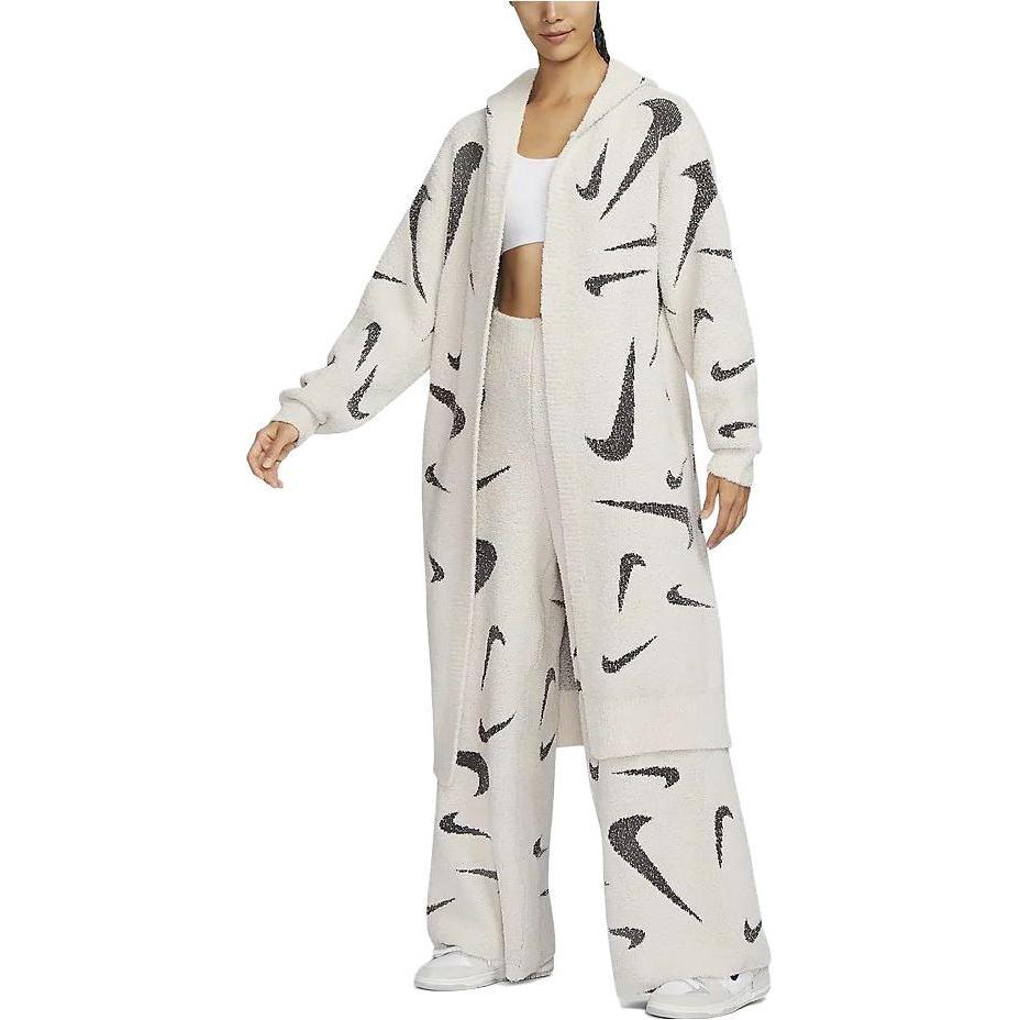 Nike Sportswear Phoenix Cozy Bouclé Full Print Hooded Loose Long Knitwear Women Tops Light-Redwood-Brown FD4283-104