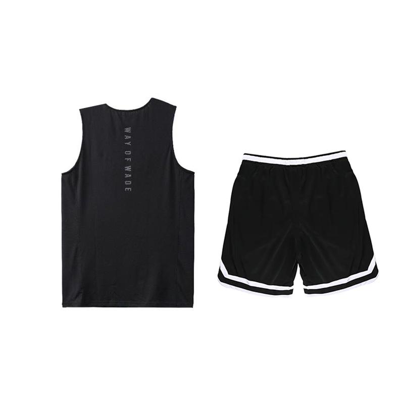 Li-Ning Comfortable Breathable Quick-Dry Vest And Striped Mid-Waist Shorts Casual Sports Set Unisex Sports Set Black YVSV031-1+YAPV001-1