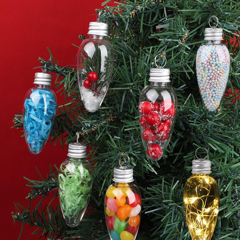 12-36Pcs Clear Christmas Bulb Ball Ornaments Fillable Light Bulb Shape Xmas Tree Hanging Pendants DIY New Year Home Decoration