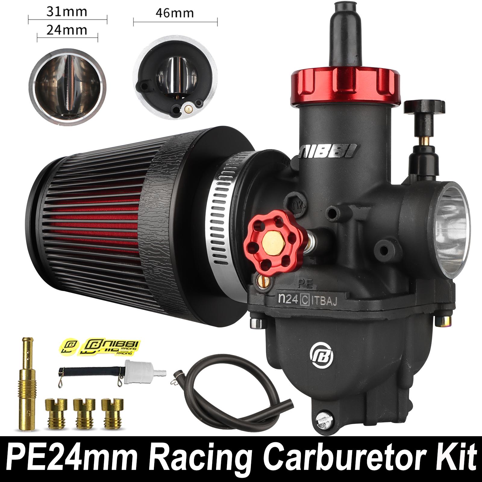 NIBBI Motorcycle Racing Carburetor CNC Straight head Air Filter Set PE24/26/28/30mm Power Jets Carburetors fit Yamaha HondaMotor
