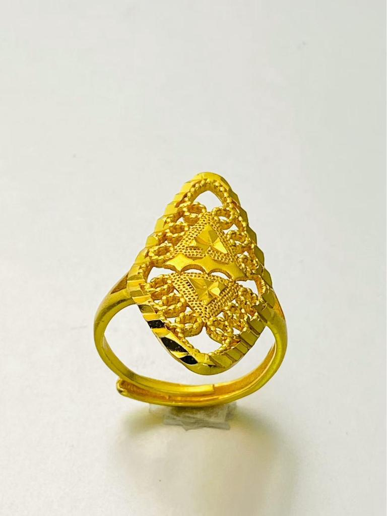 24K Gold Plated Adjustable Brass Ring - Personalized High-End Design