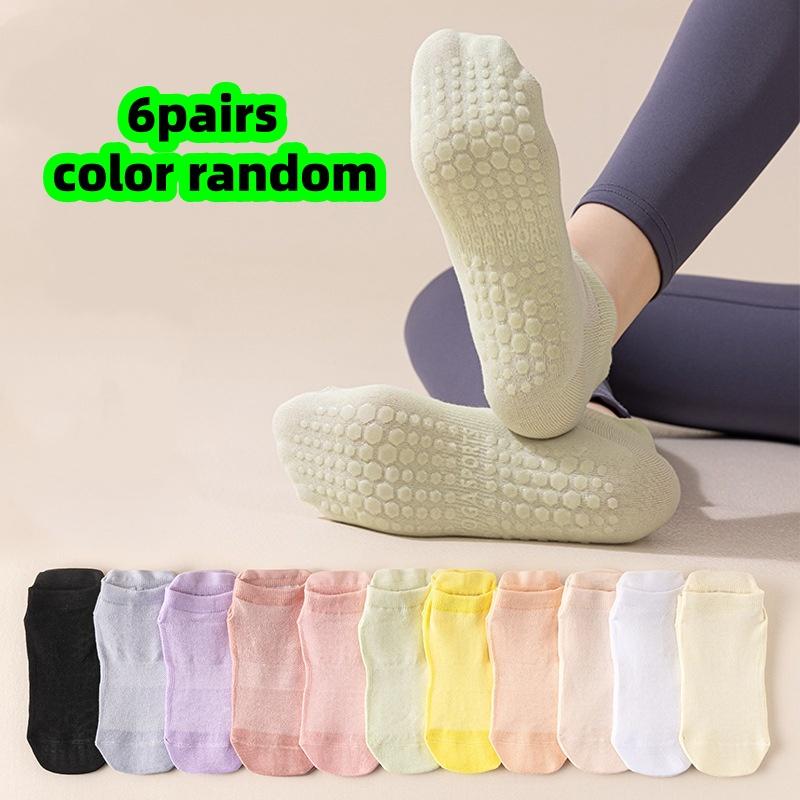 

6 Pairs of Non-Slip Socks in Random Colors, Short Yoga Socks for Women, Summer Heel-Protecting Socks, Low-Cut Socks, Short Tube Socks, Trendy Ins One Size