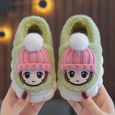Cartoon Baumwolle Plüsch Baby Hausschuhe mit Absätzen - Warm, Rutschfest für Jungen und Mädchen