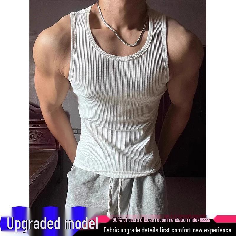 Canotta da Fitness da Uomo: Canotta traspirante in cotone a scollo basso elastica