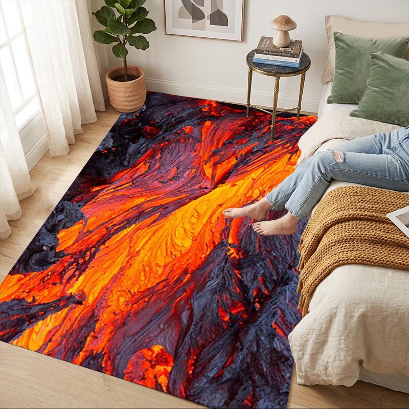 Lava Flow Wohnzimmer Rutschfester Bereichsteppich Weicher Teppich für Schlafzimmer Spielzimmer Sofa Büro Heimdekoration Fußmatte Weihnachtsgeschenk C9302474