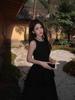 Chic Waist-Cinched French Style Little Black Dress for Women - Elegant Birthday Gift Short Skirt