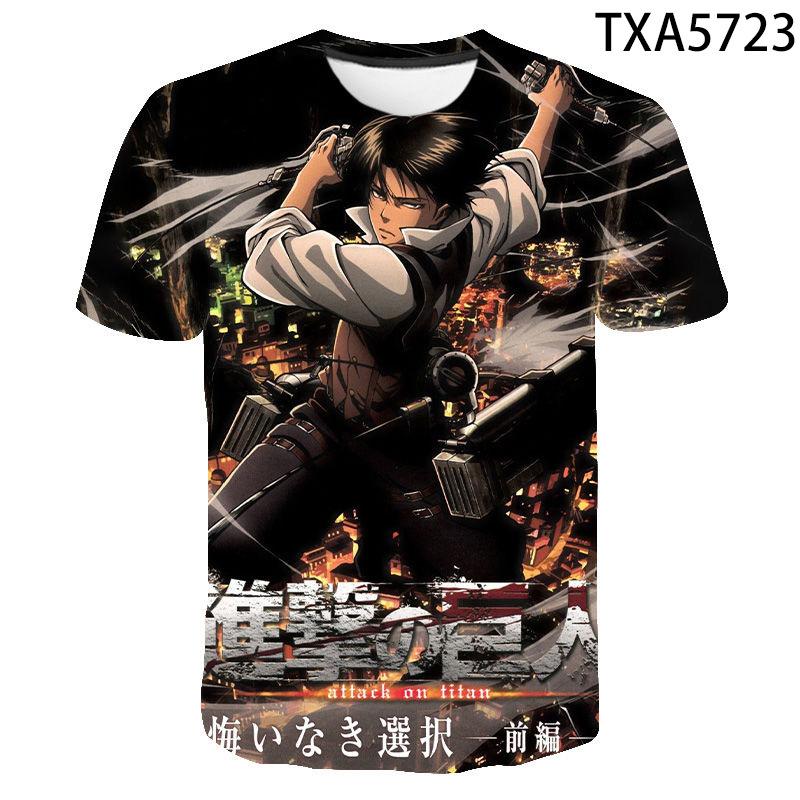 Attack On Titan Levi Ackerman 3D Print T-Shirt, High Quality Polyester Short Sleeve, Fashion Streetwear Casual Daily Wear