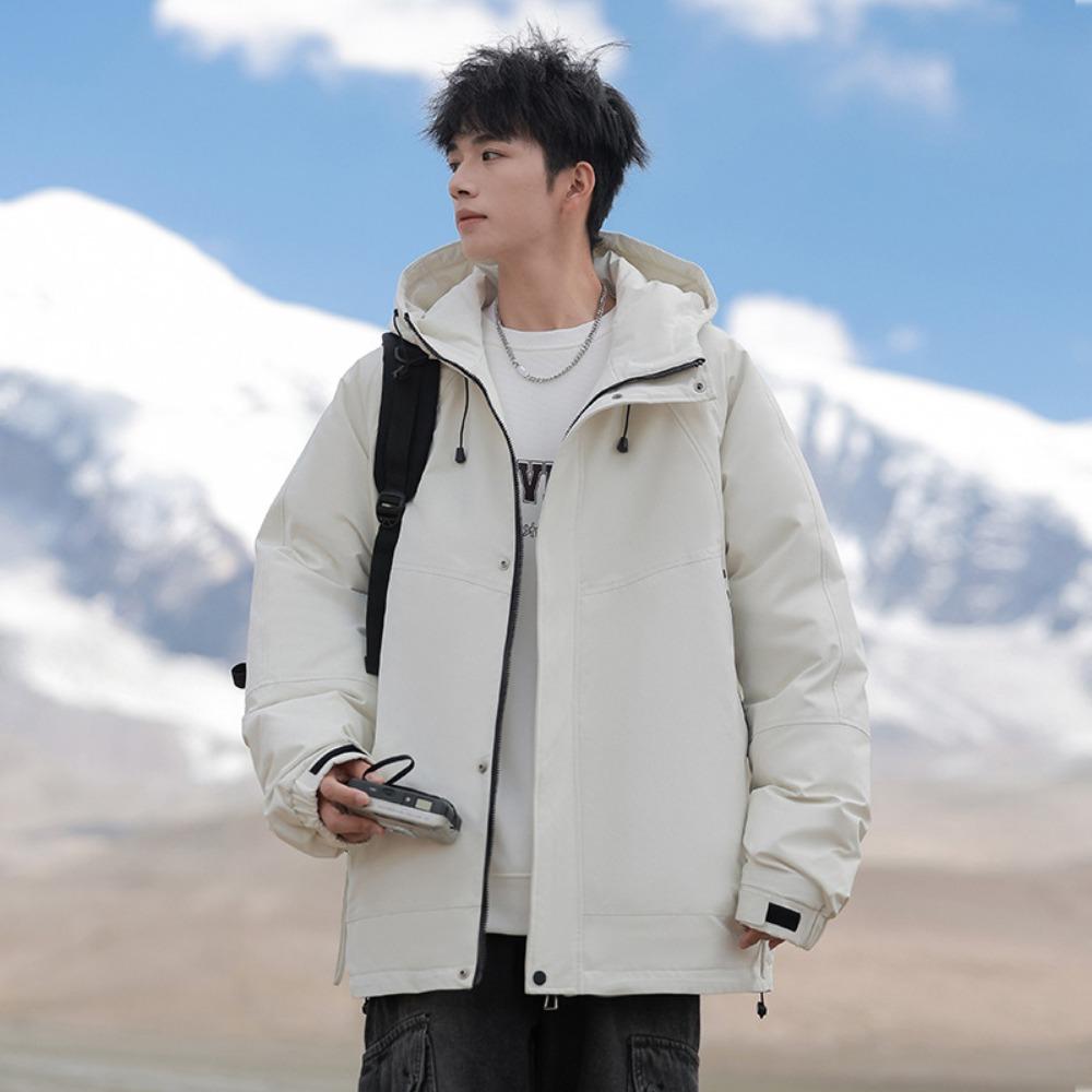 Men's tooling down jacket winter new loose thickened white duck down warm winter hooded jacket down jacket