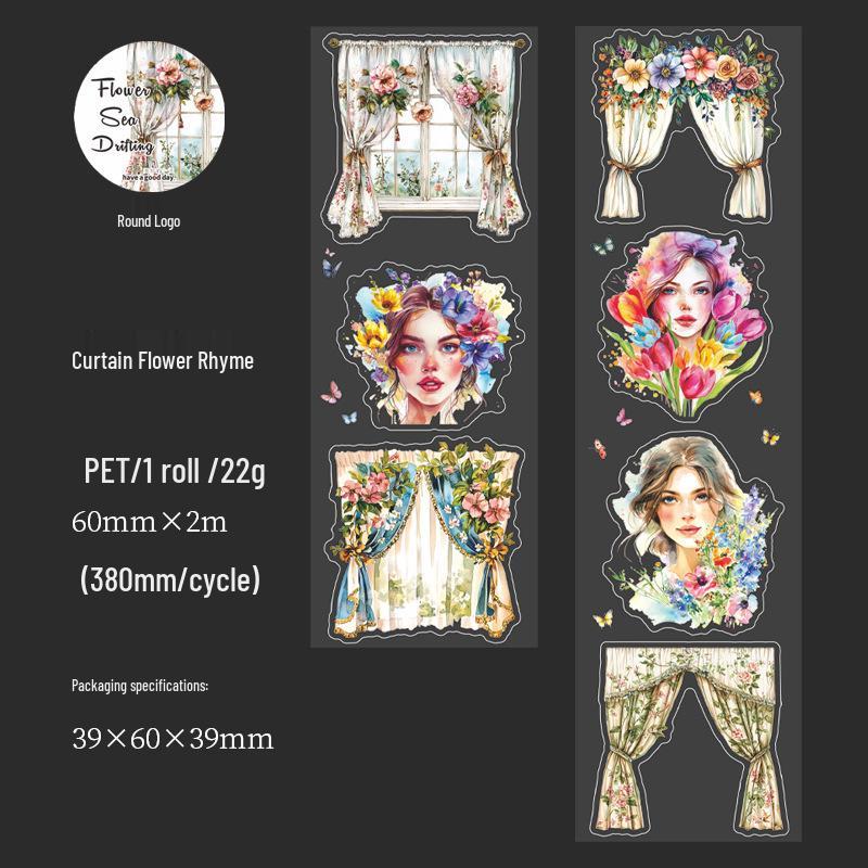 Beautiful Day Floral Die-cut PET Tape: Flower Sea Series - 6 Designs for Journals