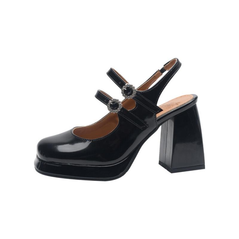 Summer Women's Roman Sandals Platform Waterproof Platform European and American Large Size Square Head Buckle Bag and New High-heeled Sandals Women