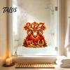 Seasonal Glass Window Ornament 2027 New Year Cling, Red And Gold Zodiac Sheep Static Decals for Doors, Non-adhesive Reusable Sticker Home Office Shop
