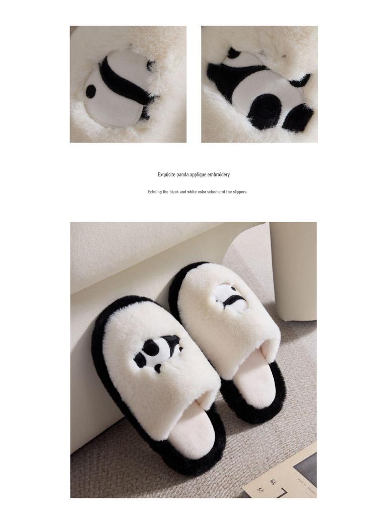 Halluci Winter Panda Plüsch Hausschuhe - Gemütliche Baumwolle, Rutschfeste Cartoon-Schuhe für drinnen/draußen für Paare.