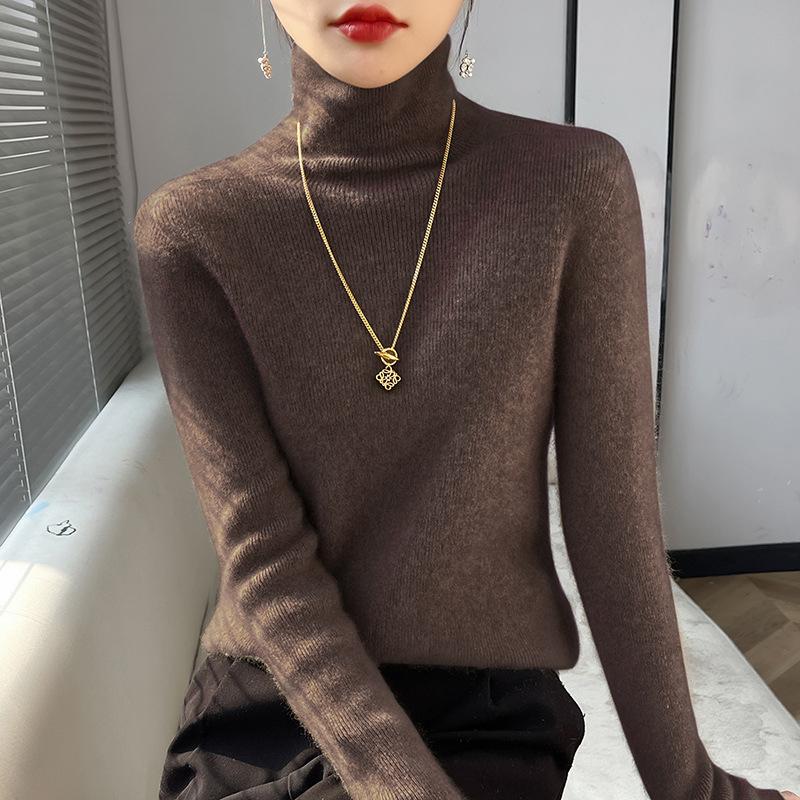 Stylish Elasticity High-Neck Sweater Women Autumn Winter Long Sleeve Knitted Knitwear Woman Solid Color Warm Turtleneck Pullover