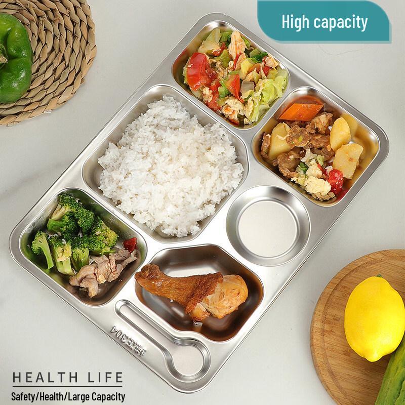 304 Roestvrij Staal Verdeelde Rechthoekige Maaltijdtray