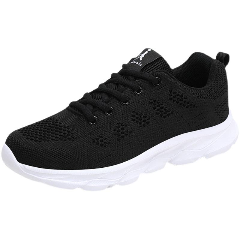 Women's shoes spring mesh breathable sports shoes women's flat heel soft sole running shoes casual shoes single shoes flying weaving fashion