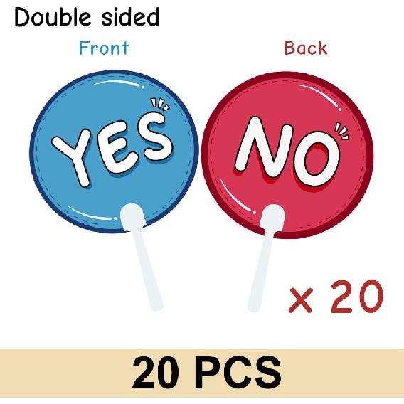 20 Pack Yes or No Classroom Voting Paddles, Classroom Teacher Student Interaction Signs, Event Meeting Election Supplies
