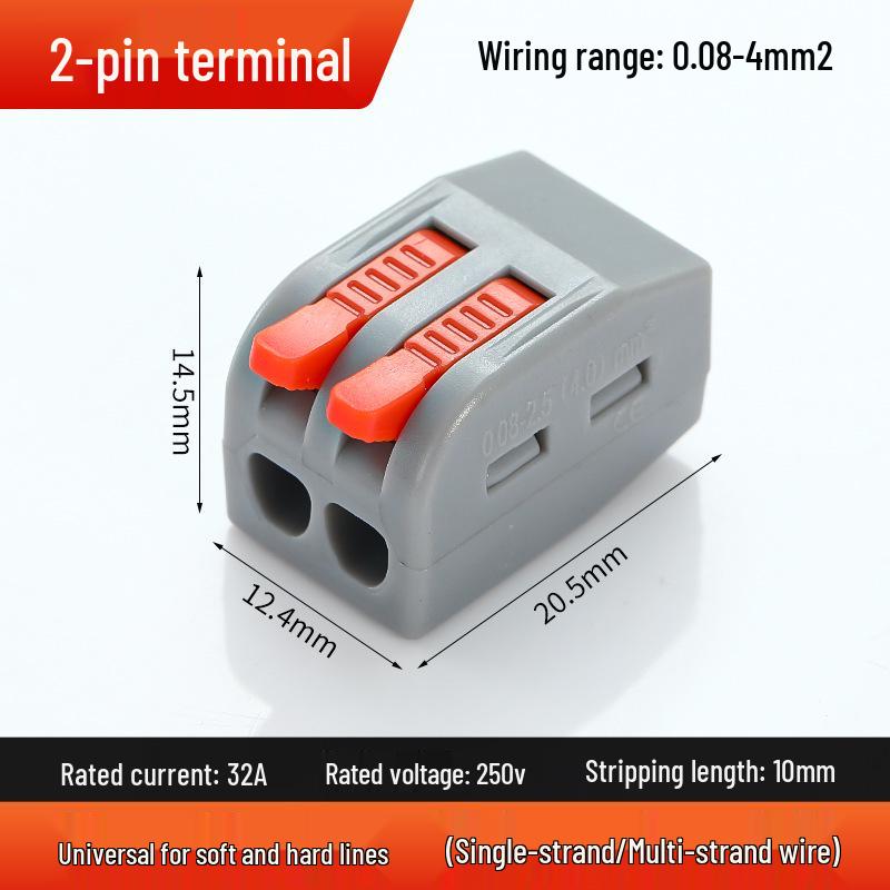 PCT Quick 2-in 2-out Waterproof Wiring Terminal 2-Position Plug-in Wire Connector