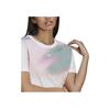 Adidas Originals Logo Embroidered Tie-Dye Print Round Neck Short Sleeve T-Shirt Women T-Shirts White GN3261
