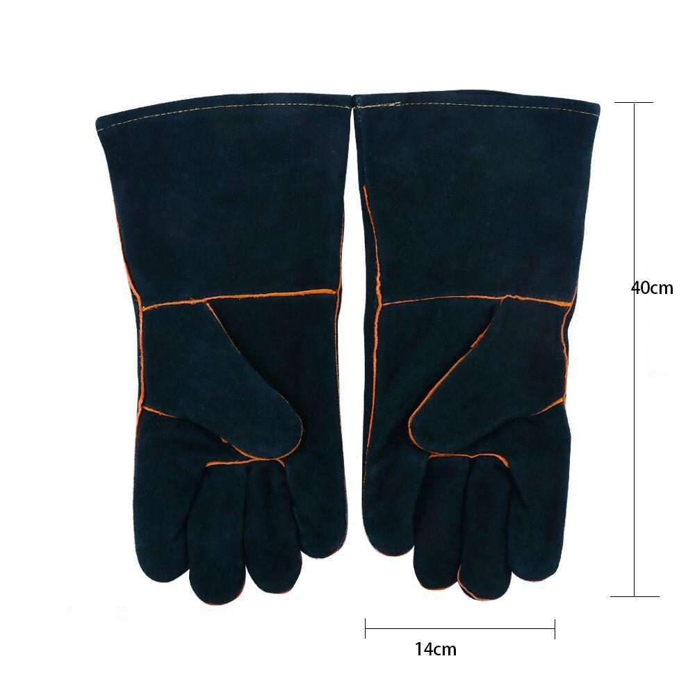 Long Thick Green Leather Anti-Bite Gloves Anti-Scratch Safety Handling Protection Gloves for Dogs Cats Reptiles