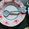 Deulkkot Ceramic Pink Flower Blue Heart Spoon