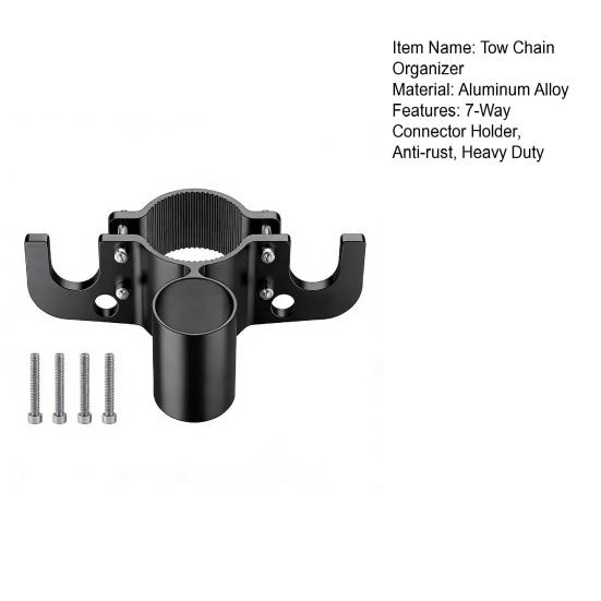Trailer Towing Chain Organizer with 7-Way Connector Holder Anti-rust Heavy Duty Aluminum Alloy RV Trailer Chain Wire Holder Utility Trailer