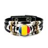 Factory National Country Flag Design Bracelet Crystal Bead Snap Button Sports National Team Jewelry Gift Leather Wrap Bracelet