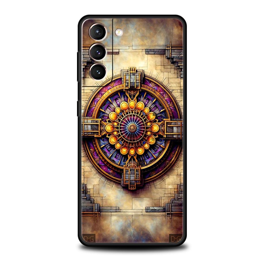 Retro Circular Totem Design Phone Case Cover for Samsung Galaxy S26 S25 S24 S23 S22 S20 S21 FE Ultra S25 Edge Plus 5G Soft TPU