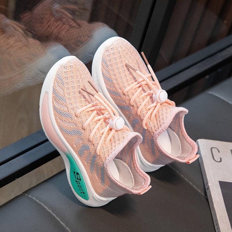 Children's New Spring and Autumn Girls Net Surface Breathable Flying Woven Shoes Boys Non-slip Soft Sole Sports Shoes Tide