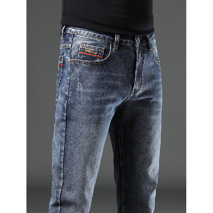 2024 New Autumn And Winter Jeans Men'S Straight Leg Slim Fit Elastic Trend Thick Casual Versatile Pants