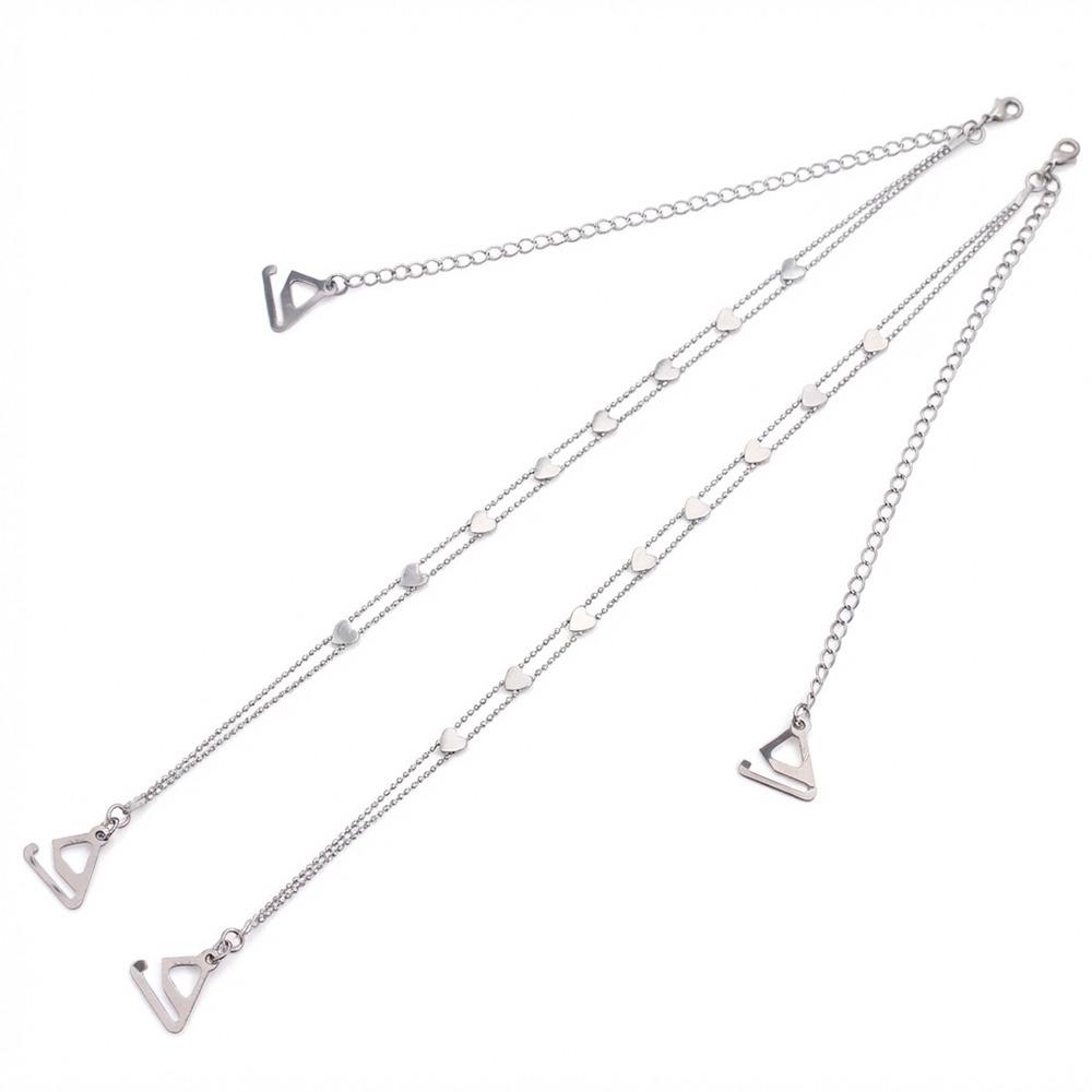 

Metal Women Bras Straps Aniti-slip Bead Chain Underwear Strap Lingerie Accessories Star/Heart Shoulder Straps for Dress One Size