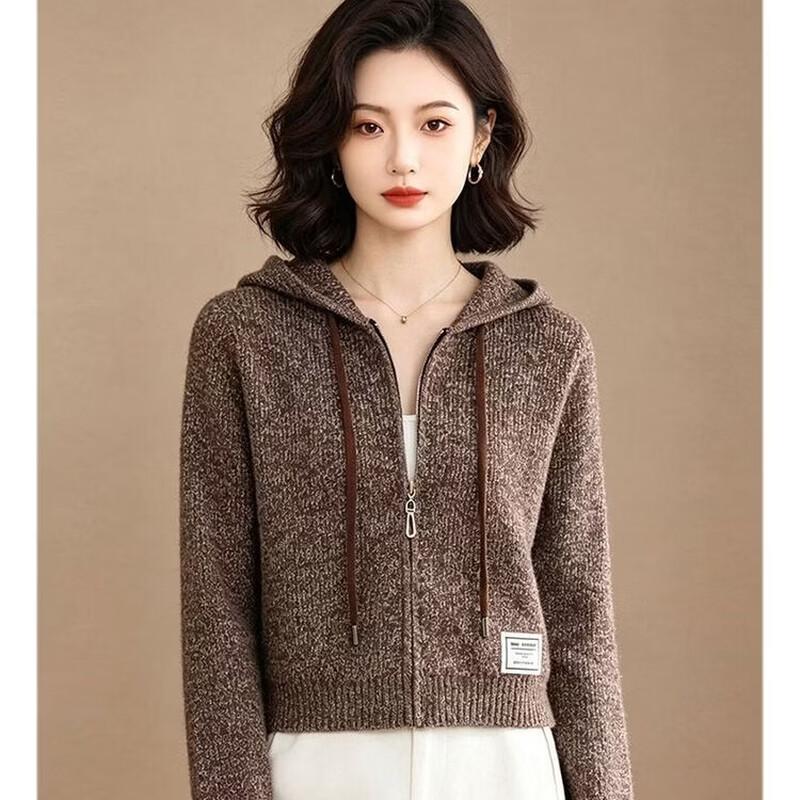 Women's Zip-Up Knitted Hooded Cardigan