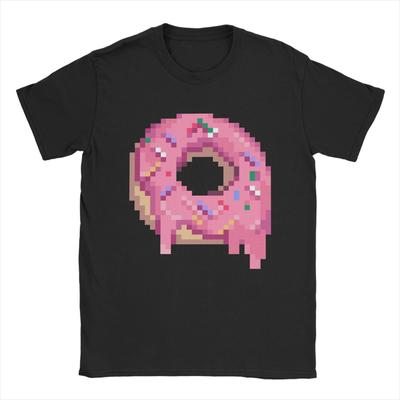 Drippy Pink Frosted Sprinkled Pixel Donut Tshirt Summer Fashion Unisex 100 Cotton Oversize Tees Shortsleeve Aesthetic Tops