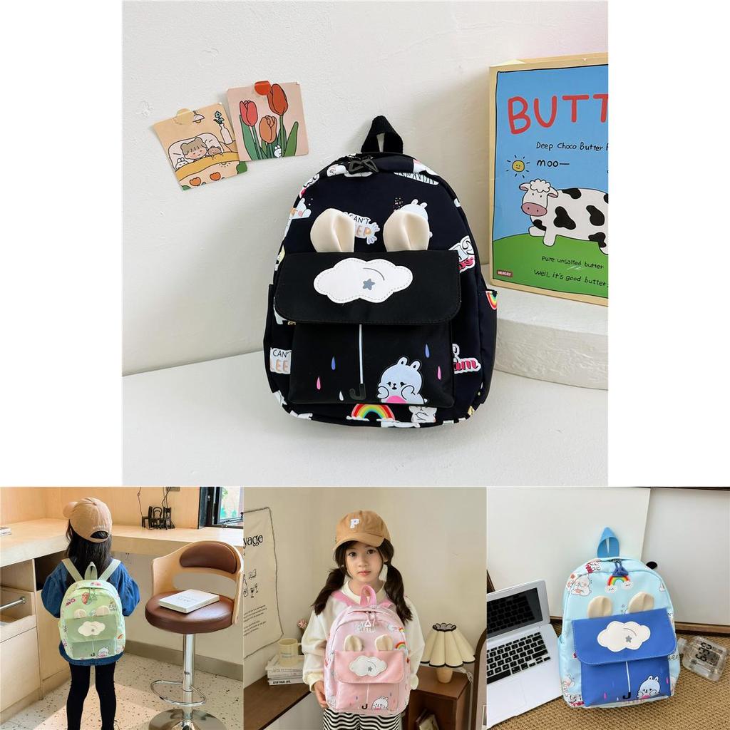 Toddler Kids Cute Animal Backpack With Cartoon Rabbit Print And Ear Design For Preschool And Playdates